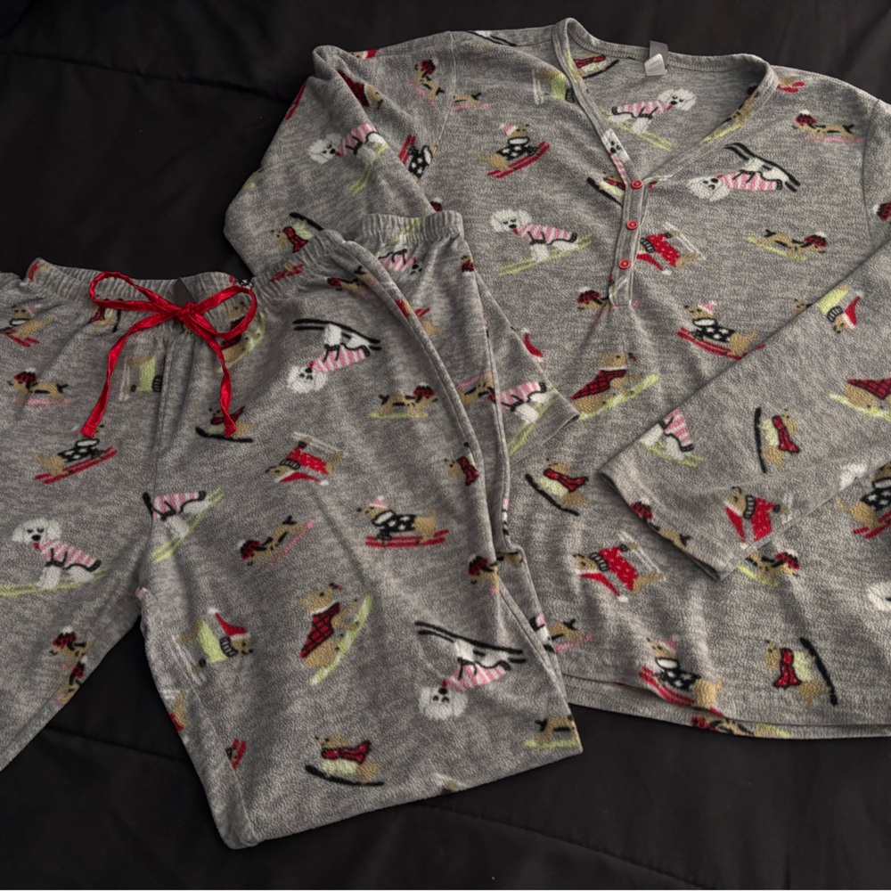 Gray Pajama Set with Red Accents